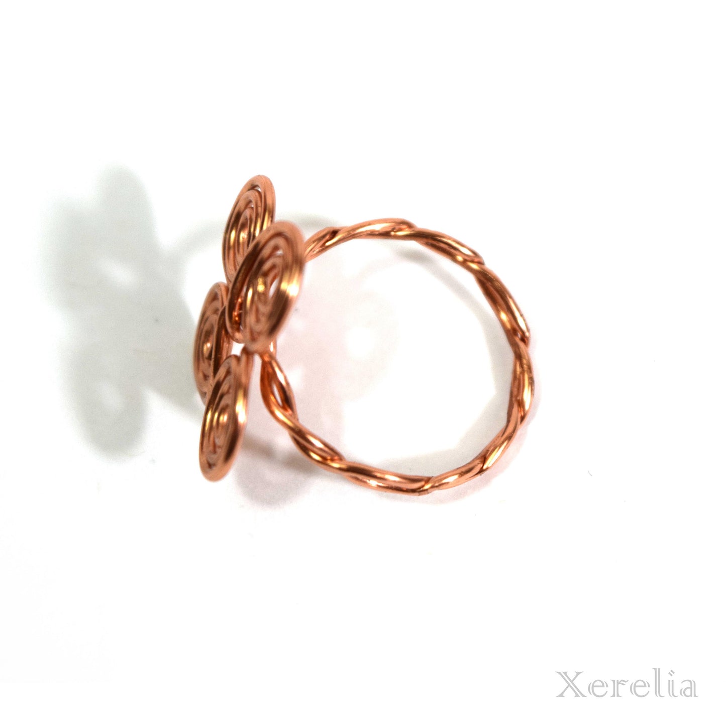 Clover Spiral Copper Ring