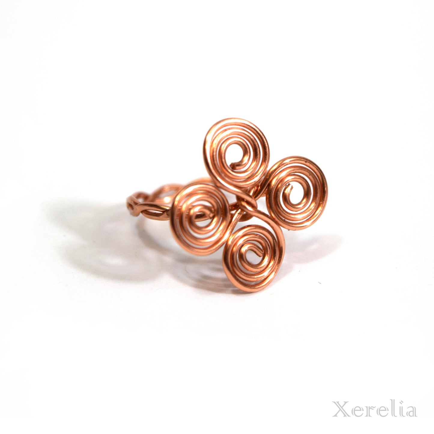 Clover Spiral Copper Ring