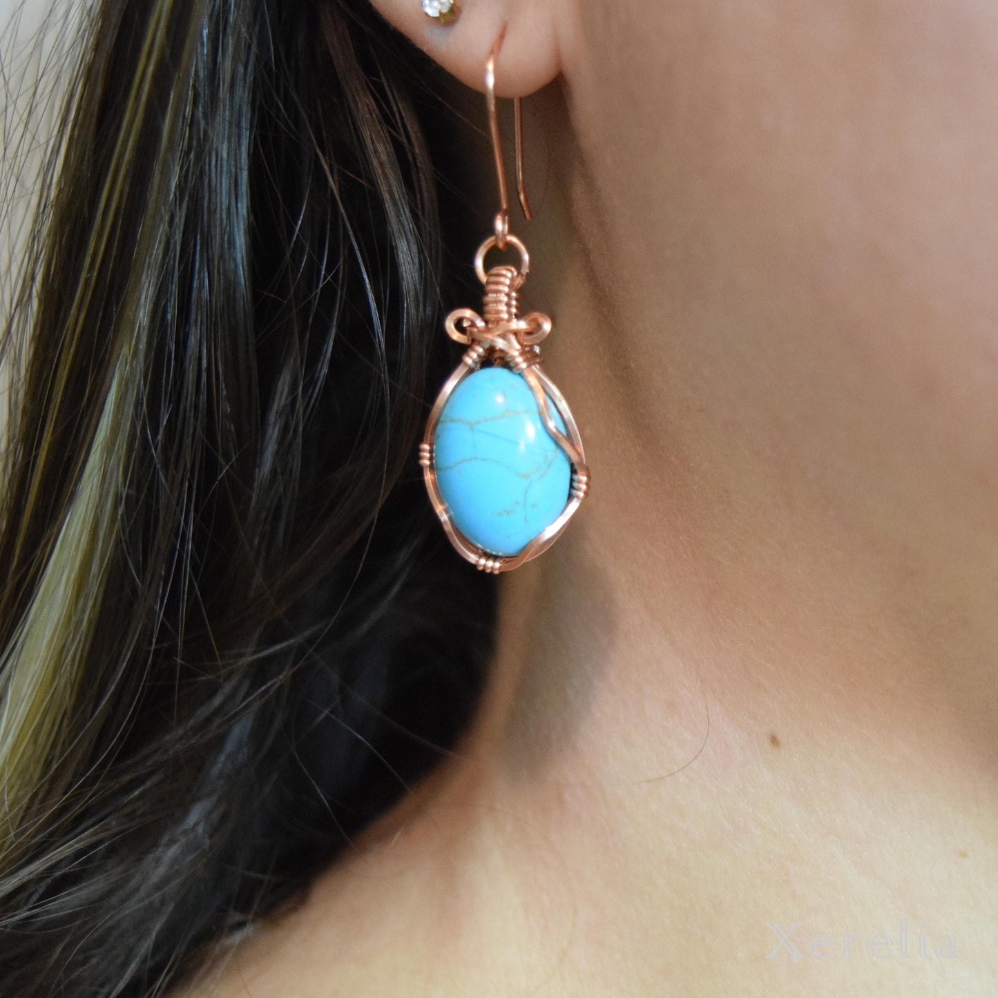 Oval Turquoise Cabochon Earrings